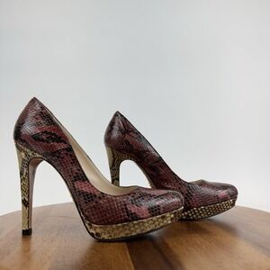 Womens Prada Burgundy Red Python Snakeskin Platform Pumps Heels Size EU 36.5 EUC